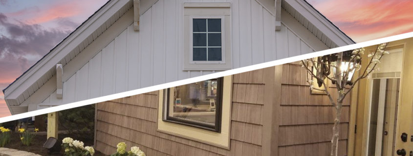 comparison photo showing vertical and horizontal siding options.